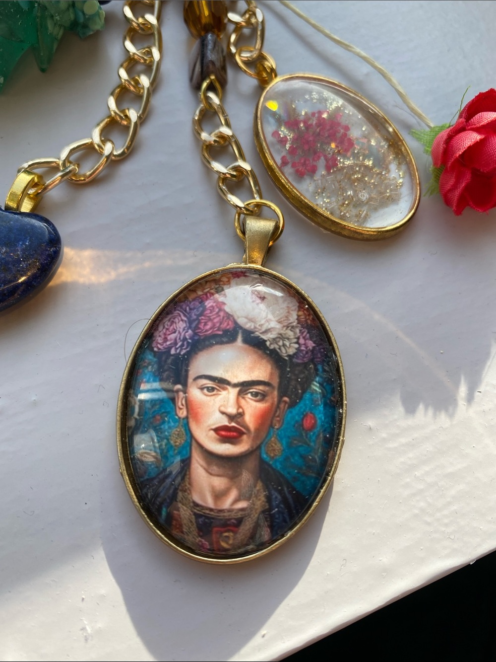 Frida Kahlo Bag Charm Key Ring Unique Mexican Art Purse Charm for Handbag Coach - Picture 6 of 7
